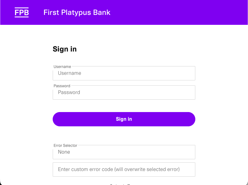 Bank sign in page