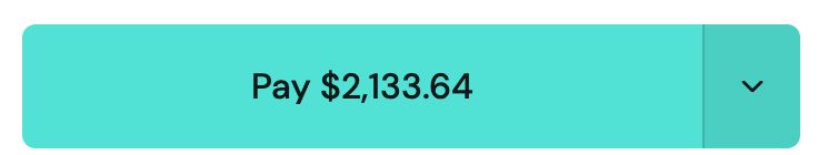 Teal Pay $2,133.64 button with a dropdown chevron