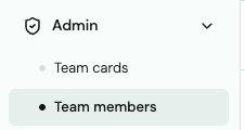 Admin menu with Team members selected