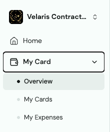 My Card menu expanded showing Overview, My Cards, and My Expenses