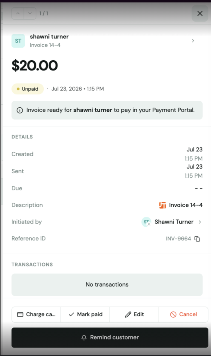 Truss invoice detail view showing the JobTread icon next to the invoice description